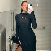 Robe longue à capuche et fente taille haute